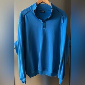 St. Croix Quarter Zip Sweater XL Blue Made in USA Pullover